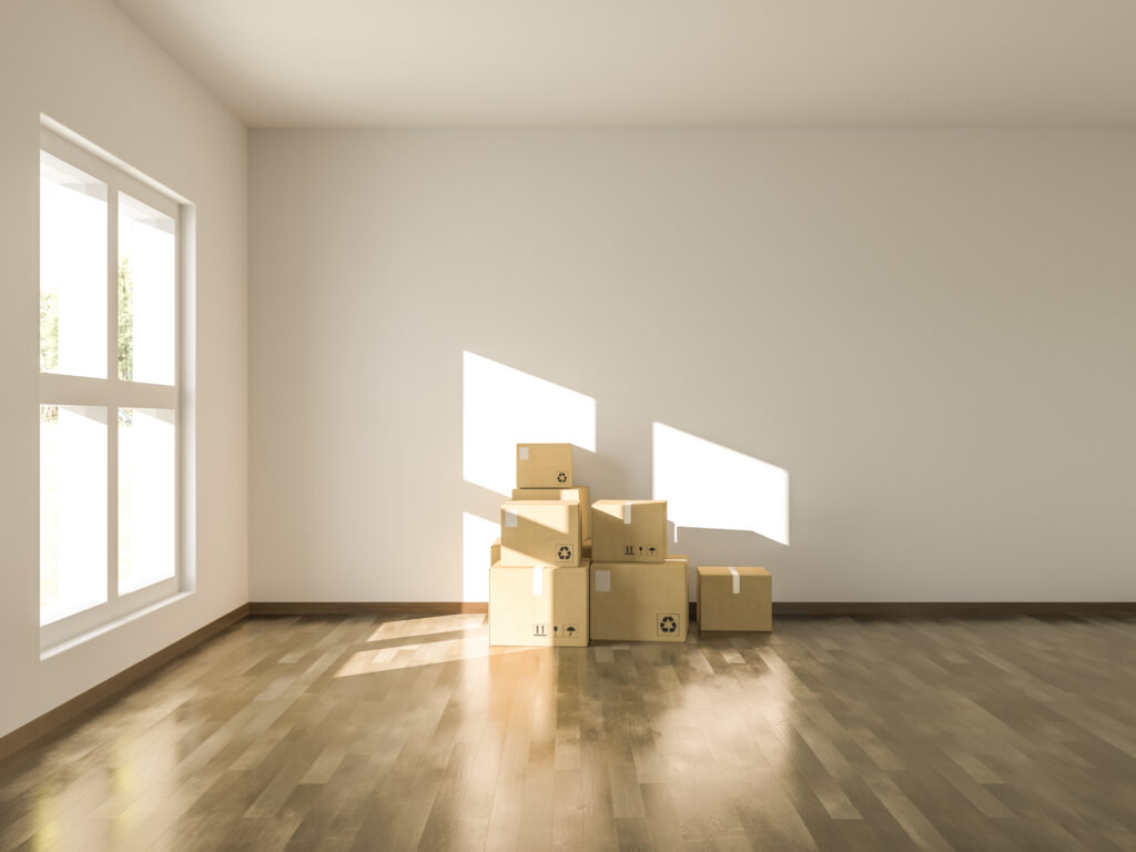 Boxes in an empty room ready to move